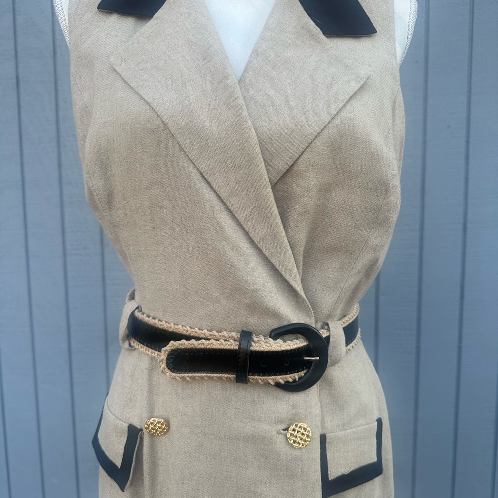 Danny & Nicole Khaki Dress with Black Details - Picture 5 of 14